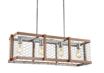 Gaines 34.5" Linear Adjustable Iron Rustic Industrial LED Pendant - JONATHAN Y